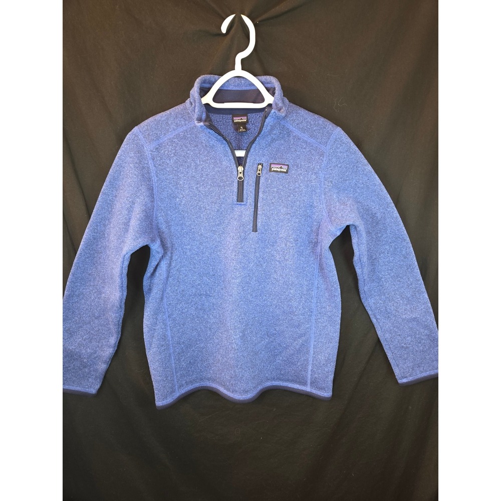 Patagonia Kids Fleece Pullover Blue Quarter Zip Size XL‎ 14 Made in Sri Lanka